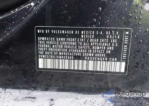 2019 Volkswagen Jetta from USA, damaged, VIN 3VWC57BU1KM035666